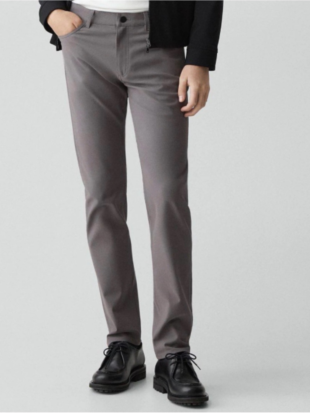 Theory Dark Grey Twill Straight Pants